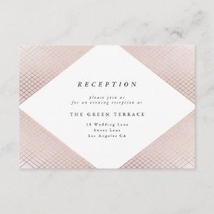 Diamond Geometric Pink Gold Gatsby Reception Informatiekaartje