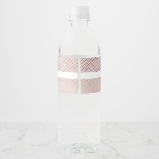 Diamond Geometric Pink Gold Gatsby Wedding Waterfles Etiket (Achterkant)