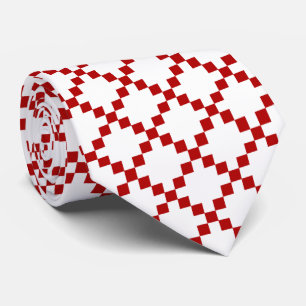 Diamond Geometric Red & White Stropdas