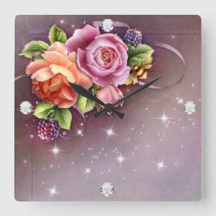 Diamond Girl #2 Carré Horloge murale