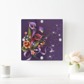 Diamond Girl #3 Carré Horloge murale (Maison)