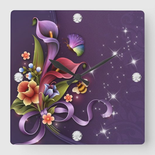 Diamond Girl #3 Carré Horloge murale (Recto)