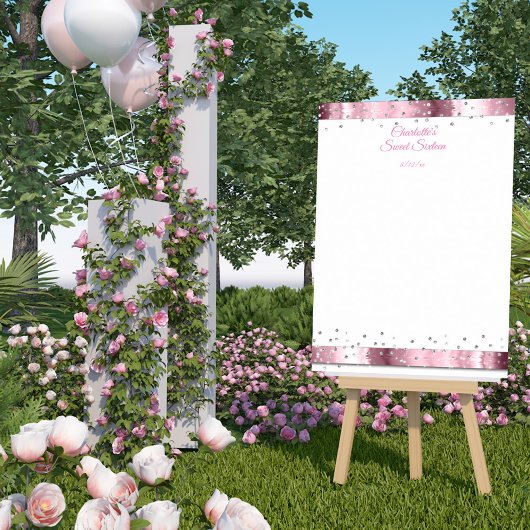 Diamond Glitter, roze Satin Sweet Sixteen, inlogge Poster