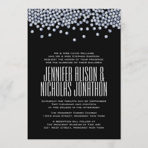 Diamond Glitter Typografie Bruiloft Uitnodiging
