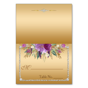Diamond Glitter Waterverf Flowers Place Card Kaart