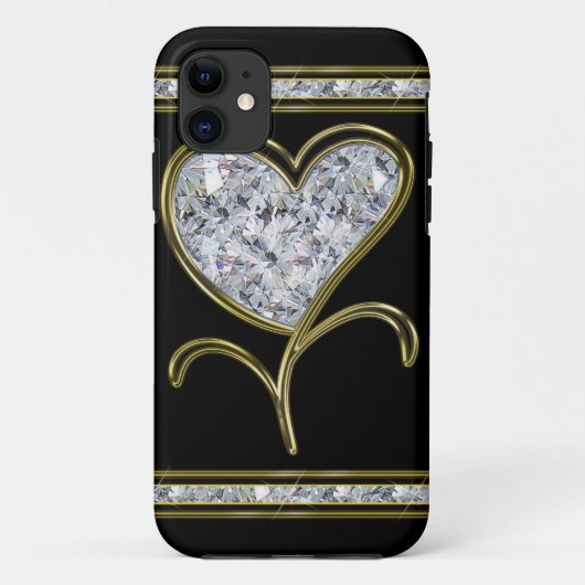 Diamond & Gold Heart Flower Case-Mate iPhone Case (Achterkant)
