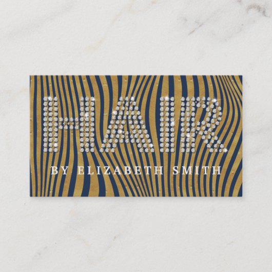 Diamond Gold Navy Blue Kapper Haarstylist Visitekaartje (Voorkant)