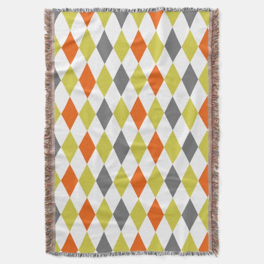 Diamond Gray Yellow Coral Modern Harlequin Deken (Voorkant Verticaal)