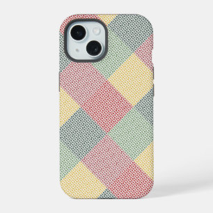 Diamond Grid Pattern Moderne Kerstvakantie iPhone 15 Hoesje