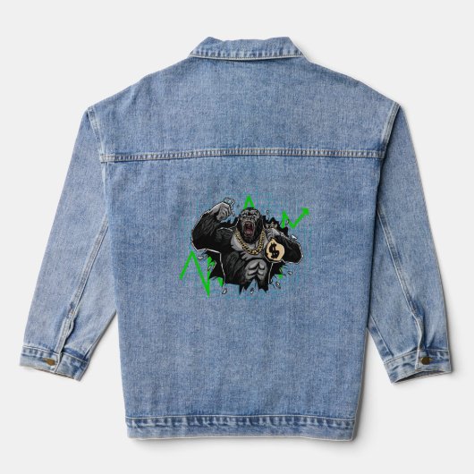 Diamond Handed Ape Stock Market Chart Denim Jacket (Achterkant)