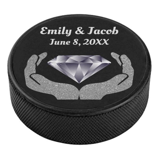 Diamond Hands Bruiloft Hockey Puck (3/4)