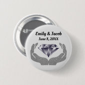 Diamond Hands Huwelijk Ronde Button 5,7 Cm (Voorkant /achterkant)