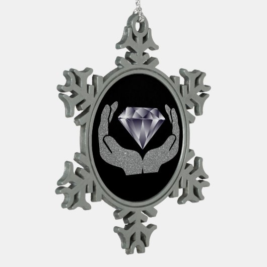 Diamond Hands Snowflake Pewter-kerstversiering Tin Sneeuwvlok Ornament (Links)