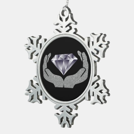 Diamond Hands Snowflake Pewter-kerstversiering Tin Sneeuwvlok Ornament (Rechts)