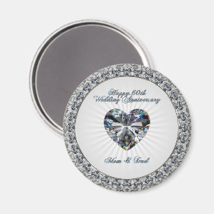 Diamond hart 60e bruiloft Jubileum magneet