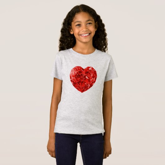 Diamond hart Girls' T-shirt (Voorkant volledig)