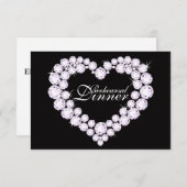 Diamond hart mono bruiloft repetitie diner uitnodi kaart (Voorkant / Achterkant)