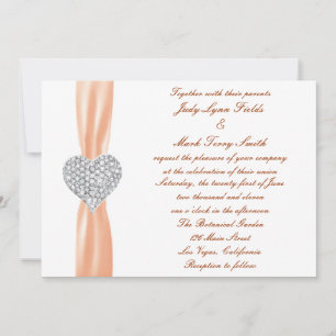 Diamond hart Sinaasappel bruiloft uitnodiging