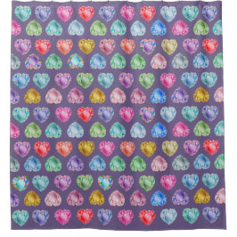 Diamond Hart Waterverf Patroon Schattige Girly Paa Douchegordijn