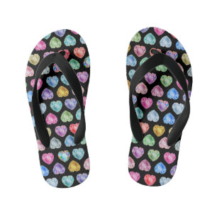 Diamond Hart Waterverf Patroon Schattige Pastel Gi Kinder Teenslippers