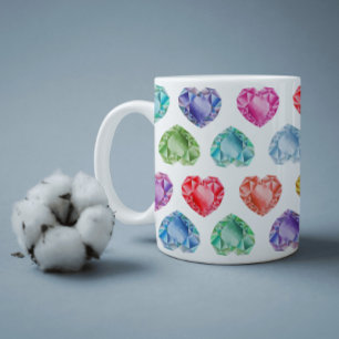 Diamond Hart Waterverf Patroon Schattige Pastel Gi Koffiemok