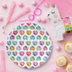 Diamond Hart Waterverf Patroon Schattige Pastel Gi Papieren Bordje