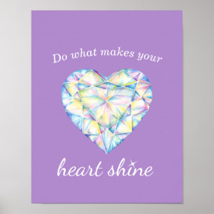 Diamond hartshine slogan paars art poster