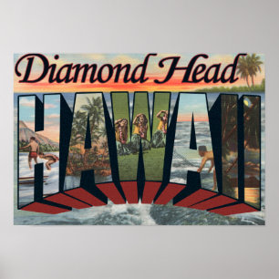 Diamond Head, Hawaii - Grote letterscènes Poster