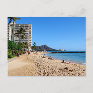 Diamond Head-krater met roze zeilboot Waikiki Ha Briefkaart