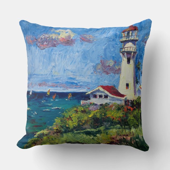 Diamond Head Lighthouse Hawaii pillow Kussen (Voorkant)