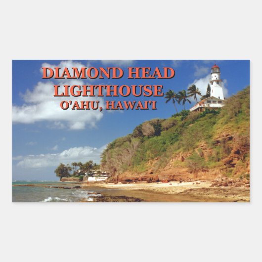 Diamond Head Lighthouse, O'ahu, Hawai'i Rechthoekige Sticker (Voorkant)
