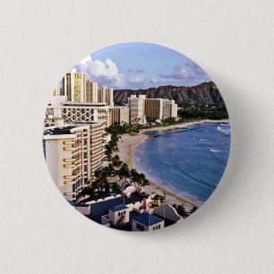 Diamond Head - Waikiki Beach, Oahu Ronde Button 5,7 Cm