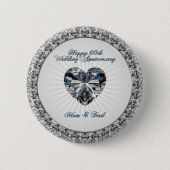 Diamond Heart 60th Wedding Jubileum Button (Voorkant)