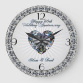 Diamond Heart 60th Wedding Jubileum Clock Grote Klok (Voorkant)