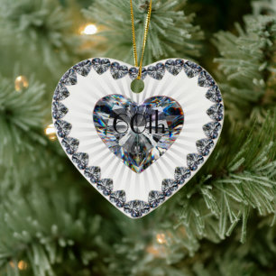 Diamond Heart 60th Wedding Jubileum Ornament
