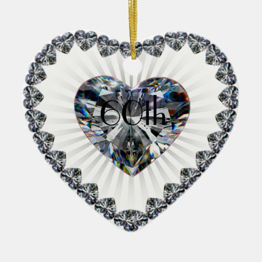 Diamond Heart 60th Wedding Jubileum Ornament (Voorkant)