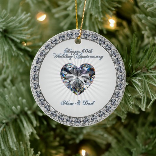 Diamond Heart 60th Wedding Jubileum Ornament (Boom)