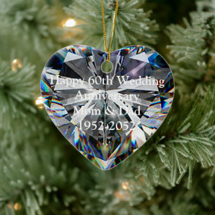 Diamond Heart 60th Wedding Jubileum Ornament