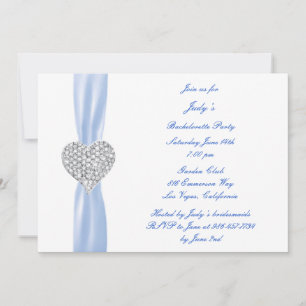 Diamond Heart Blue Bachelorette Party Invitation