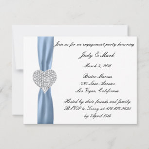 Diamond Heart Blue Engagement Party - Uitnodiging