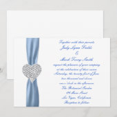 Diamond Heart Blue Faire-part de mariage (Devant / Derrière)