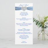 Diamond Heart Blue Wedding Menu Card (Staand voorkant)