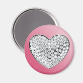 Diamond Heart op roze Magneet (Voorkant / Achterkant)