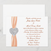 Diamond Heart Orange Faire-part de mariage (Devant / Derrière)