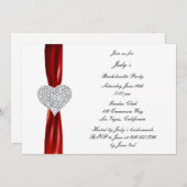 Diamond Heart Red Bachelorette Party Invitation (Devant / Derrière)