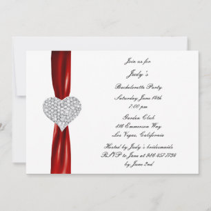 Diamond Heart Red Bachelorette Party Invitation