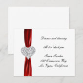 Diamond Heart Rode Trouwreceptiekaart Kaart (Voorkant / Achterkant)