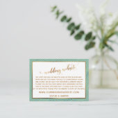 Diamond Heart Script Trouwwebsite Turquoise Informatiekaartje (Staand voorkant)