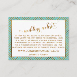 Diamond Heart Script Trouwwebsite Turquoise Informatiekaartje
