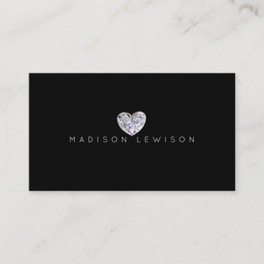 Diamond Heart Simple Chic Cartes de visite (Devant)